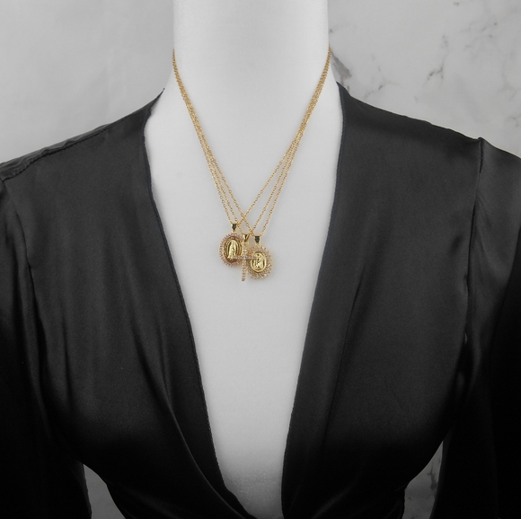 24k Gold Filled Virgin Mary Necklace - Picture 3 of 4